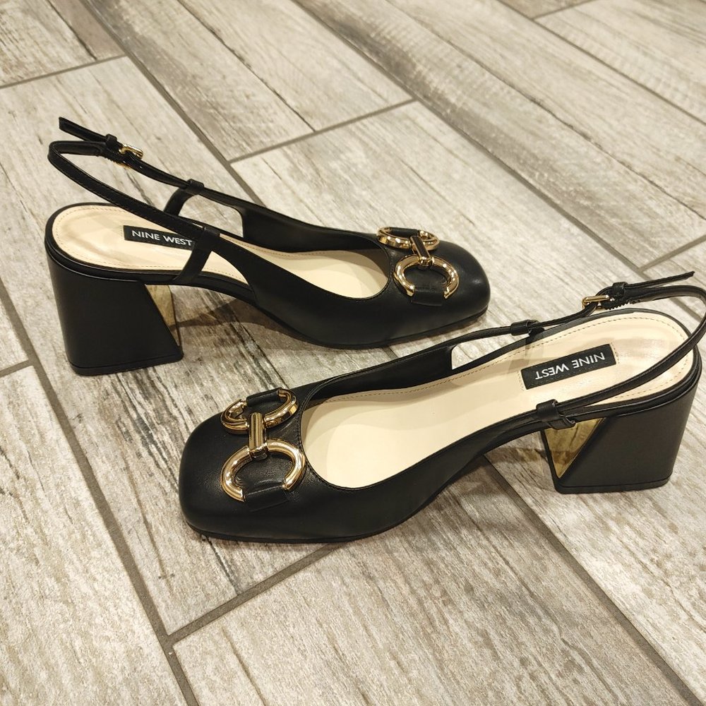 NINE WEST Genuine leather Women's slingback shoes size 8 - Picture 6 of 14